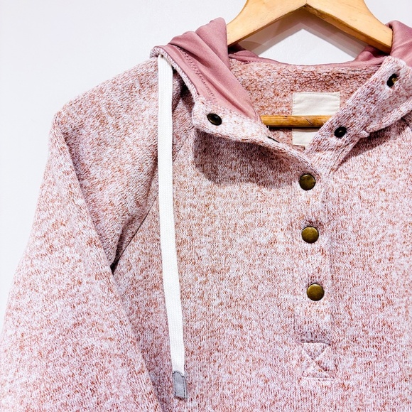 THREAD & SUPPLY Pink Hooded Sweater | Cozy Button Neck Pullover * - Picture 2 of 8